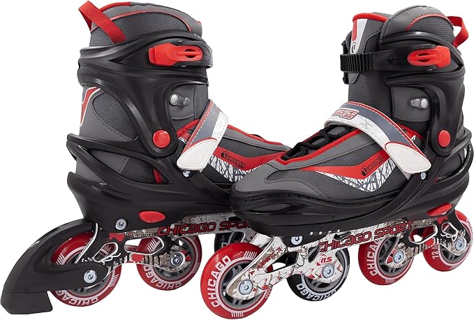 Chicago Kids Adjustable Inline Skates – High-Performance Rollerblades, Breathable Boot, 70mm Urethane Wheels, ABEC-3 Bearings, Secure Fit, Outdoor Fun