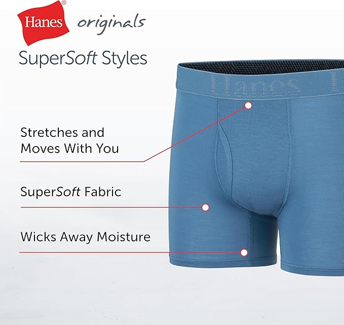 Hanes Ultimate Hanes Originals Ultimate Supersoft Boys' Boxer Brief Underwear, Assorted, 5-Pack