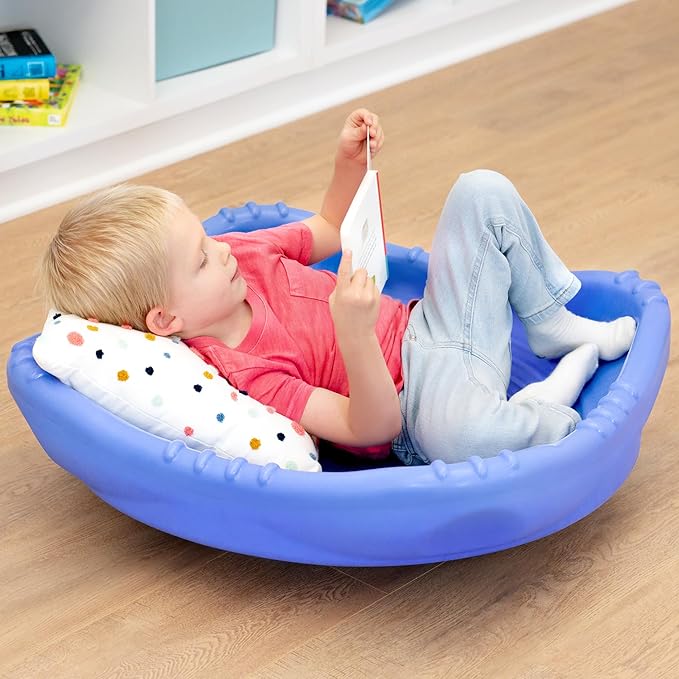 Simplay3 Rock and Spin Sensory XL Wobble Disk Climbing Dome for Toddlers and Kids Rocking and Climbing, Indoor/Outdoor Periwinkle Blue, 1 Pack, Ages 2-12 Years