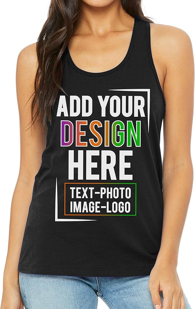 TEEAMORE Custom Front & Back Print T-Shirt Hoodie Sweatshirt Long Sleeve Tank Top with Your Image for Men Women Kids Baby