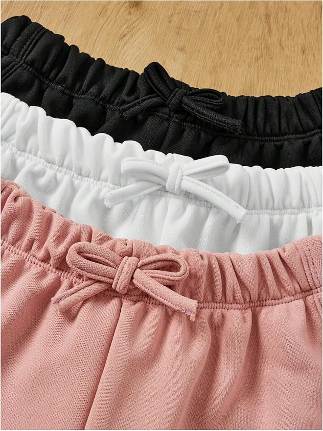 SHENHE Girl's 3 Pack Bow Front Dolphin Shorts Elastic Waist Casual Workout Athletic Shorts
