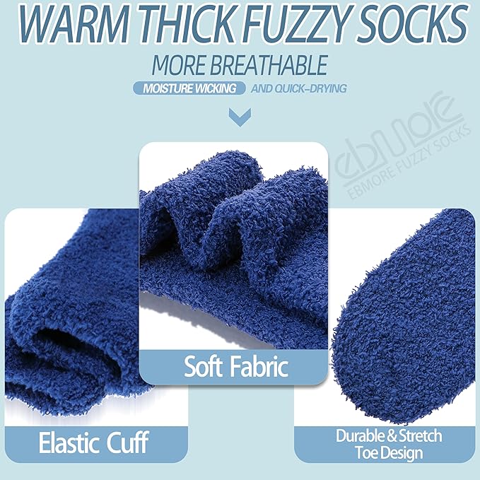 EBMORE Fuzzy Socks Warm Winter Slipper Fluffy Sleep Cozy Comfy Cabin Socks for Mens Womens