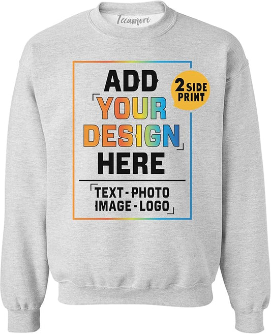 TEEAMORE Custom Front & Back Print T-Shirt Hoodie Sweatshirt Long Sleeve Tank Top with Your Image for Men Women Kids Baby