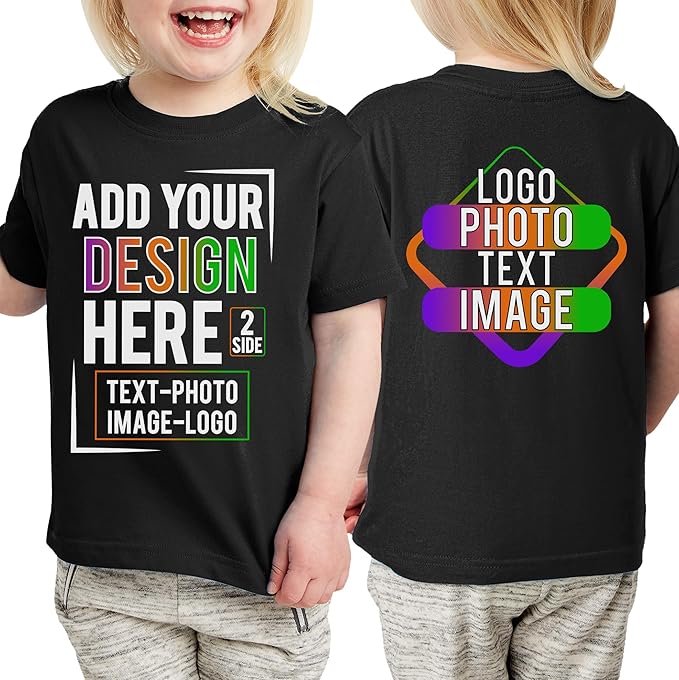 TEEAMORE Custom Front & Back Print T-Shirt Hoodie Sweatshirt Long Sleeve Tank Top with Your Image for Men Women Kids Baby