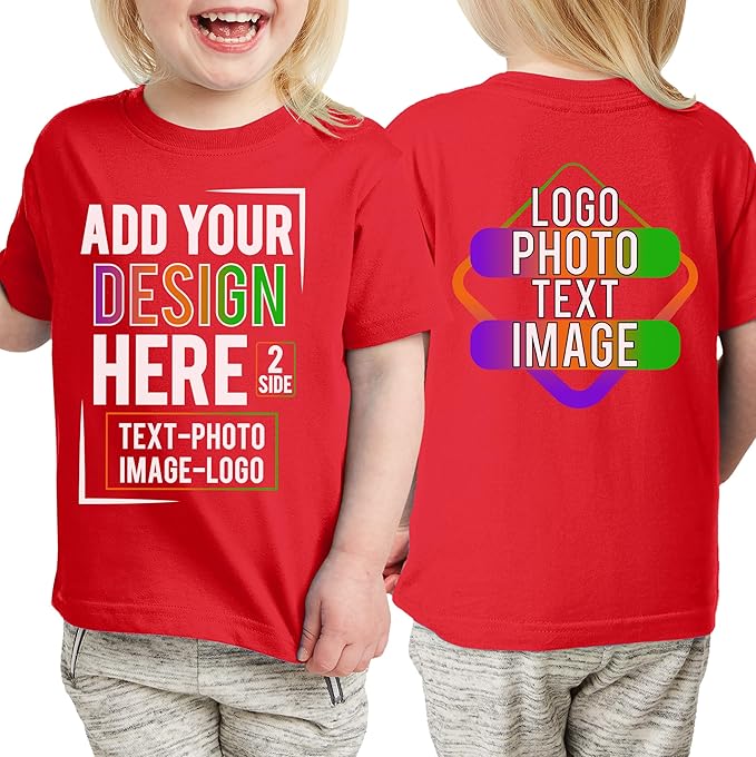 TEEAMORE Custom Front & Back Print T-Shirt Hoodie Sweatshirt Long Sleeve Tank Top with Your Image for Men Women Kids Baby