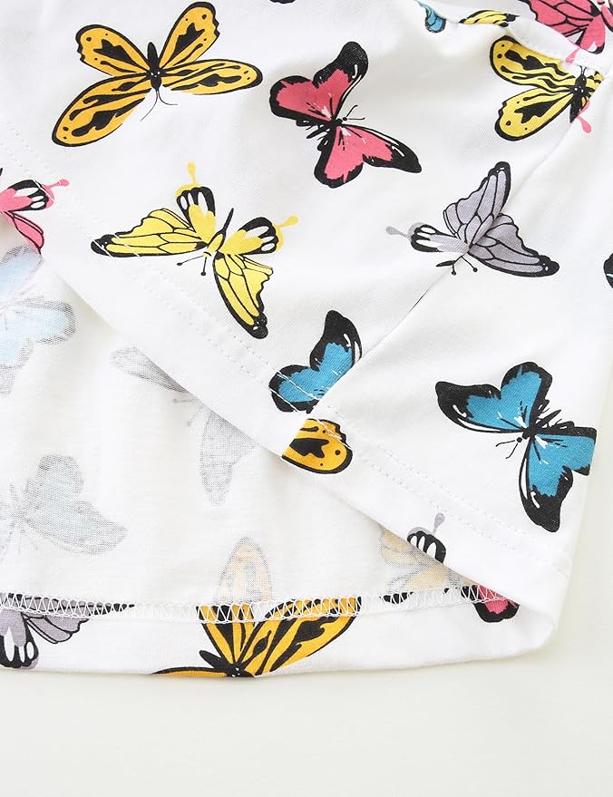 Bumeex Girl's Dresses Cotton Ruffle Sleeve Tiered Swing A-Line Cute Midi Casual Sundress