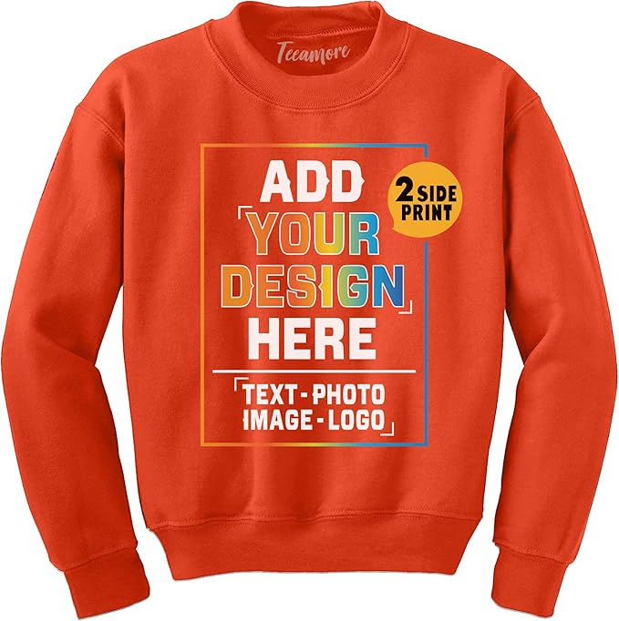 TEEAMORE Custom Front & Back Print T-Shirt Hoodie Sweatshirt Long Sleeve Tank Top with Your Image for Men Women Kids Baby