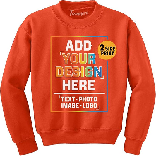 TEEAMORE Custom Front & Back Print T-Shirt Hoodie Sweatshirt Long Sleeve Tank Top with Your Image for Men Women Kids Baby