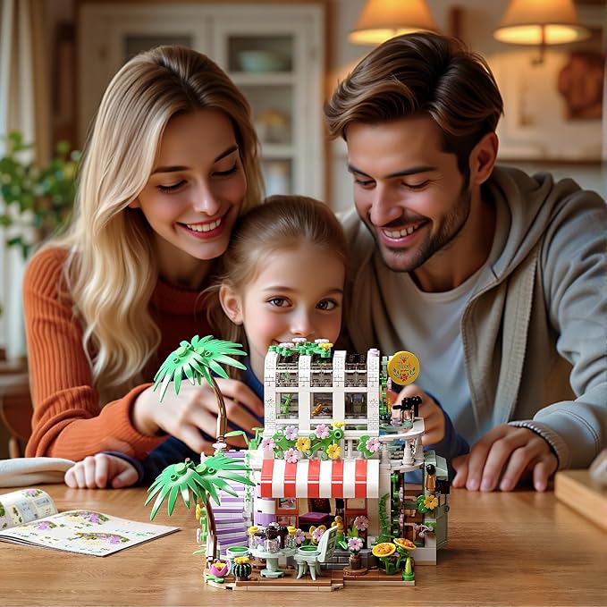 TGL Flower House Building Set with LED Lights,Garden House Building Toys 705 PCS,Build a Greenhouse Model,Birthday Gift for Adults Friends or Girls Age 8-12