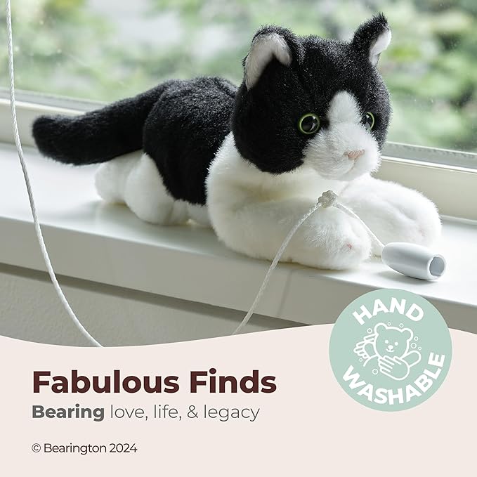 Bearington Collection Lil’ Domino Plush Cat Stuffed Animal, 8 Inch