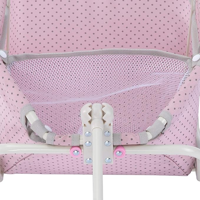 Olivia's Little World - Polka Dots Folding Princess Baby Doll Wagon, Toy Storage Wagon, Doll Furniture, Pink Polka Dots