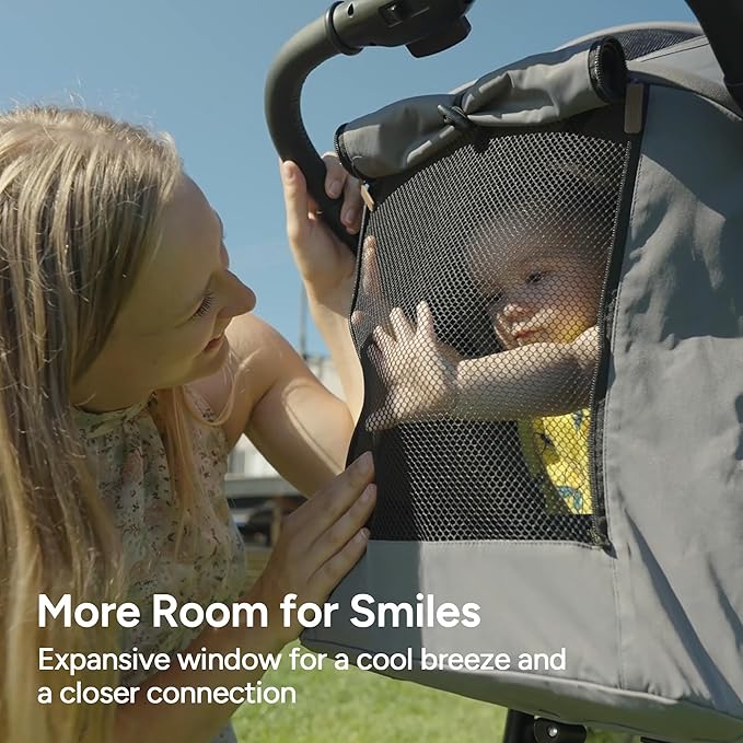 Mompush Nova Baby Stroller for Toddler, Infant & Newborn | Spacious Seat & Lie-Flat Mode | Compact One-Hand Fold, UPF 50+ Canopy & All-Wheel Suspension | Includes Rain Cover & Cup Holder, Khaki