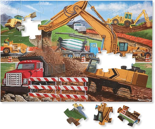Melissa & Doug Building Site Floor Puzzle, 48 pc Jumbo Jigsaw Puzzle, Educational Screen Free Activity for Toddler, Preschoolers and Kids Ages 3+ (2 x 3 Feet) - FSC Certified