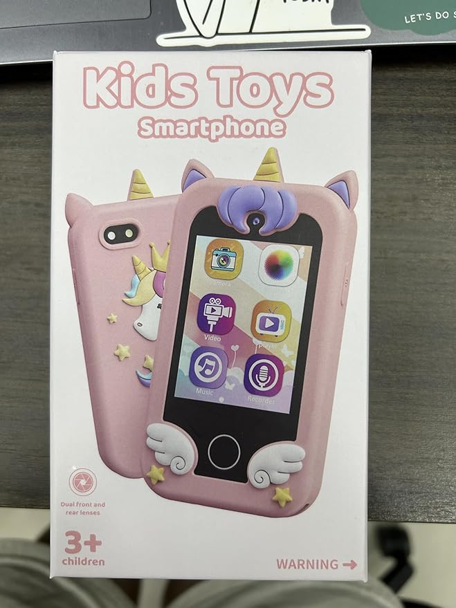 UCIDCI Kids Smart Phone for Girls Ages 3-7 with Dual Camera - Learning Games, Travel Toy with MP3 Music Player for Christmas, Birthday Gifts for 3-7 Year Old Boys