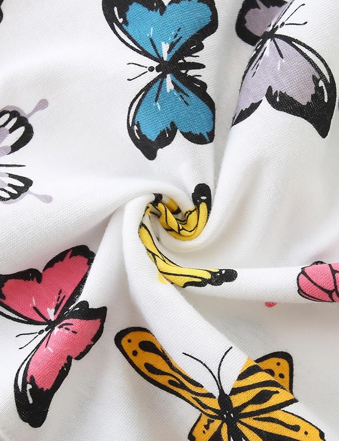 Bumeex Girl's Dresses Cotton Ruffle Sleeve Tiered Swing A-Line Cute Midi Casual Sundress