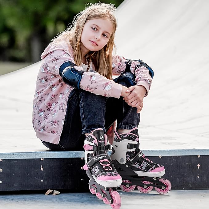 Adjustable Inline Skates for Kids and Teens, Boys Girls Women Beginner Fun Illuminating Skates Outdoor and Indoor