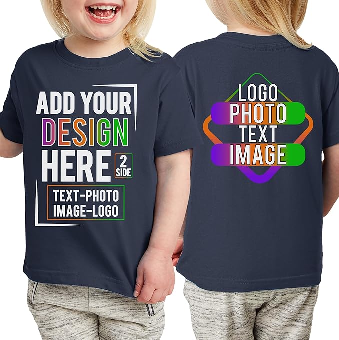 TEEAMORE Custom Front & Back Print T-Shirt Hoodie Sweatshirt Long Sleeve Tank Top with Your Image for Men Women Kids Baby