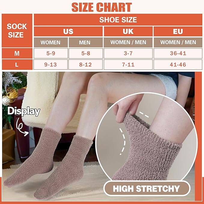 Fuzzy Socks Fluffy Thick Warm Winter Soft Cozy Plush Sleep Home Fleece Cabin Soft House Socks for Women Men