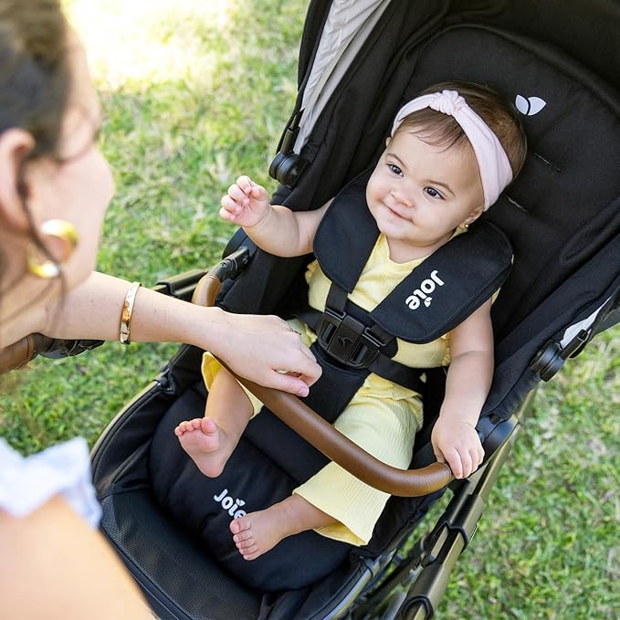 Joie Ginger 4-in-1 Convertible Pramette and Stroller with A Deep Recline, Height Adjustable seat, All-Terrain Wheels, Extra Storage – for Newborns and Toddlers (Shale Dark)