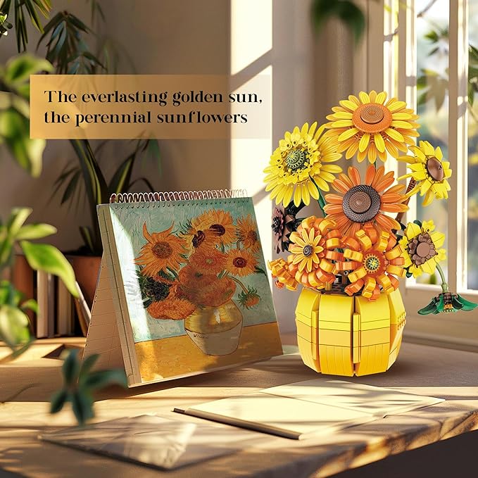 Sunflower Building Set Flowers with Vase Botanical Collection for Adult -1009pcs Compatible with Lego