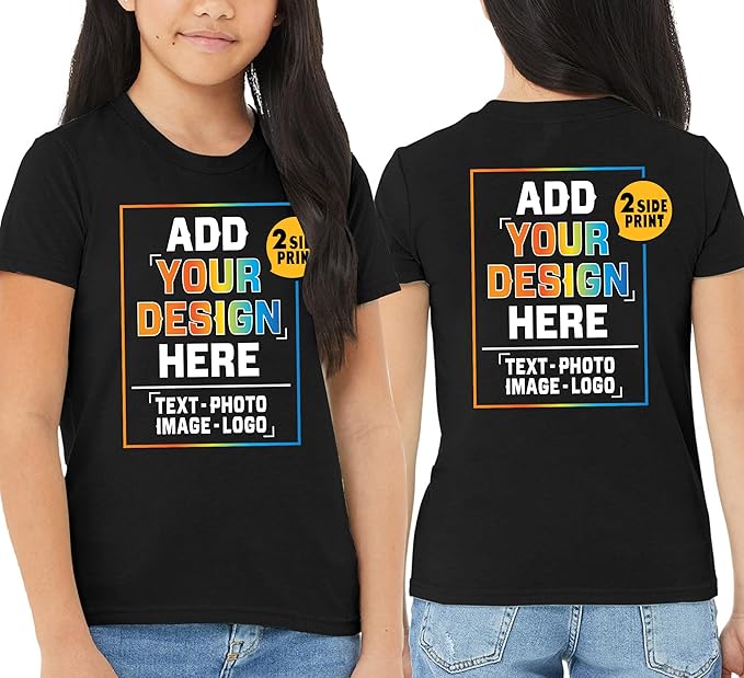 TEEAMORE Custom Front & Back Print T-Shirt Hoodie Sweatshirt Long Sleeve Tank Top with Your Image for Men Women Kids Baby