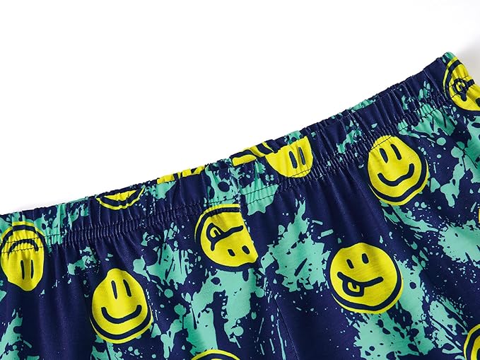 Tebbis Pajamas For Boys Fun Baseball Navy Blue Short Sleeves & Pants 2-Piece PJs Set Kid Comfy Sleepwear Size 6-18