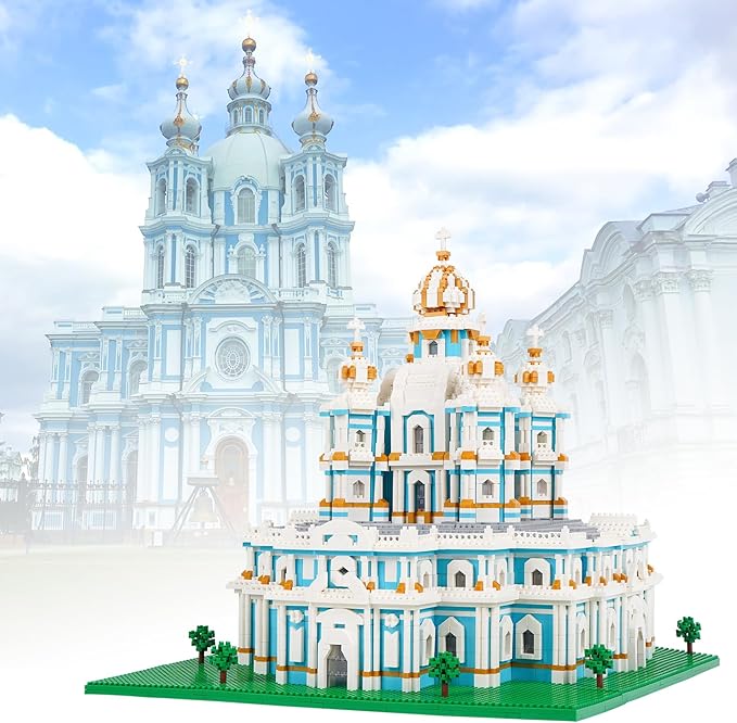 Micro Mini Blocks Smolny Cathedral Model Building Blocks Set Architecture Model Mini Building Blocks Gifts for Adult