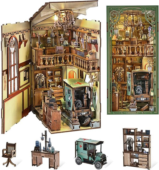 Book Nook Kit, DIY Scene Miniature House Kit Tiny House Mini Booknook Craft Bookshelf Decor, 3D Puzzles for Adults, Gifts for Book Lovers (The Radium Lady)