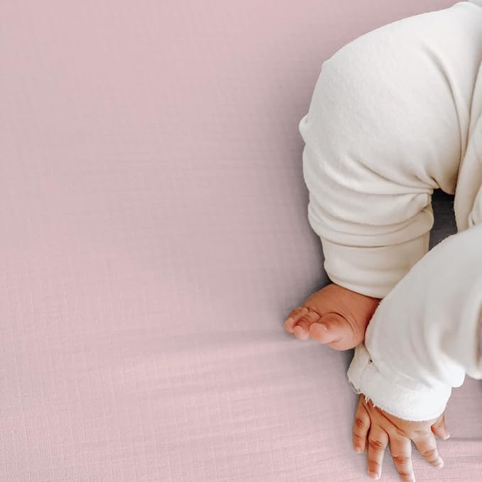 Newton Baby Fitted Dual Layer Crib Sheet (2-Pack) - Ultra Breathable and Soft, Organic Gauze, Fits All Standard Cribs, Pink