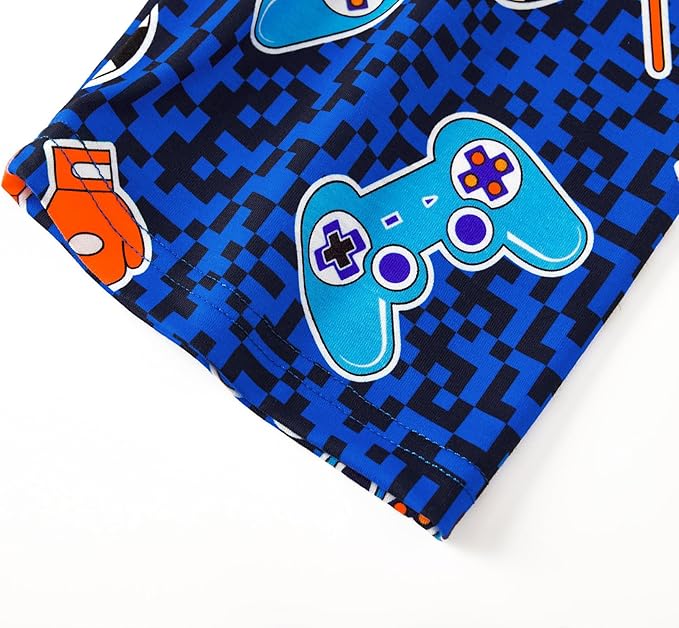 Beezizac Little Big Boys Pajamas Cozy Short Sleeves & Pants Cool 2-Piece PJ Set Kid Sleepwear Size 6-18