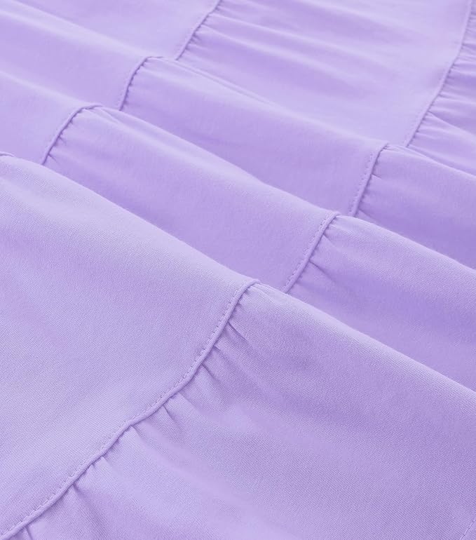 Bumeex Girl's Dresses Cotton Ruffle Sleeve Tiered Swing A-Line Cute Midi Casual Sundress