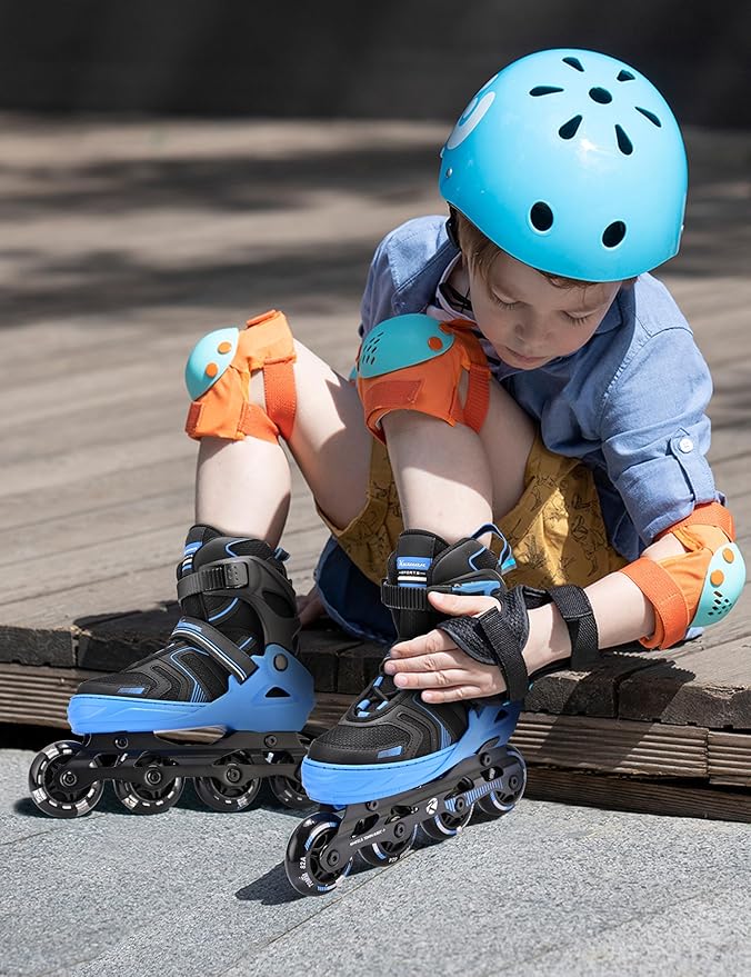 Kuxuan Skates Adjustable Inline Skates for Boys Girls, Kids Roller Skates Ages 4-12 with Light Up Wheels, Teen Skates for Beginner Women