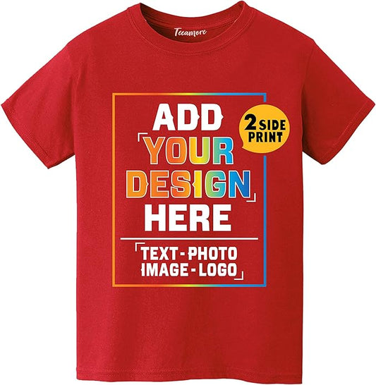 TEEAMORE Custom Front & Back Print T-Shirt Hoodie Sweatshirt Long Sleeve Tank Top with Your Image for Men Women Kids Baby