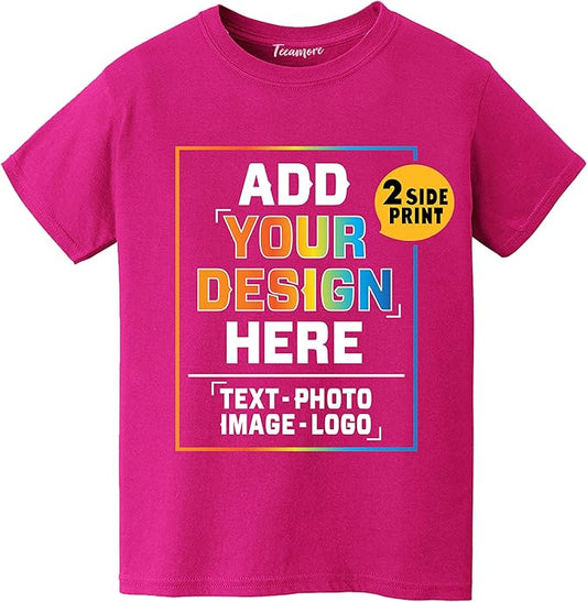 TEEAMORE Custom Front & Back Print T-Shirt Hoodie Sweatshirt Long Sleeve Tank Top with Your Image for Men Women Kids Baby