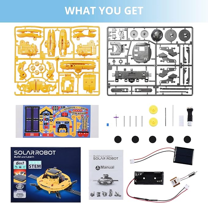 Toys for Boys Age 8-10,STEM Kit Bot Build Your Own Science Gear Robot Kit with Solar Panel & Battery Power, Christmas Birthday Idea Gifts Toy for 9 10 11 12 13 14 Years Old Boy