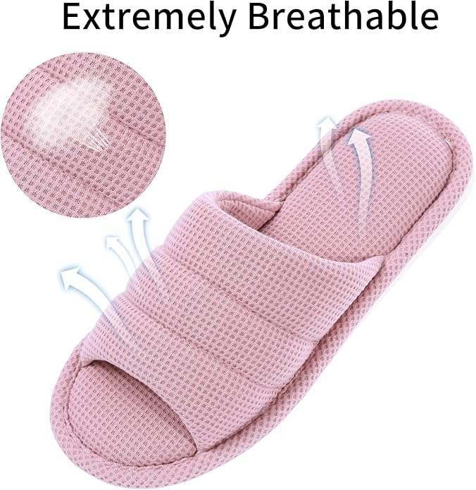 shevalues Summer House Slippers for Women Men Breathable Waffle Indoor Slippers Slip-on Open Toe Home Shoes