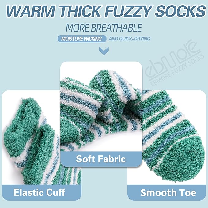 EBMORE Fuzzy Socks Warm Winter Slipper Fluffy Sleep Cozy Comfy Cabin Socks for Mens Womens