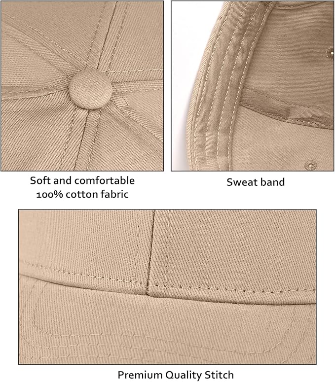 3 Pack Unisex Cotton Baseball Cap Adjustable Unconstructed Plain Sport Dad Golf Hat for Men and Women