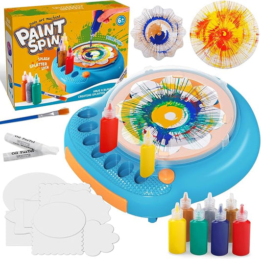 Paint Spin Art Machine Kit for Kids, Arts & Crafts Painting Spinner Toys Kits Sets for Boys & Girls Ages 6 7 8 9 Year Old Blue