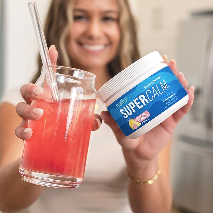 Nello Supercalm Drink Mix - Ashwagandha KSM 66, Magnesium Glycinate, L-Theanine, Vitamin D3 - Ashwagandha Root Extract, Magnesium & L-Theanine Supplement - Focus & Support (30 Servings)