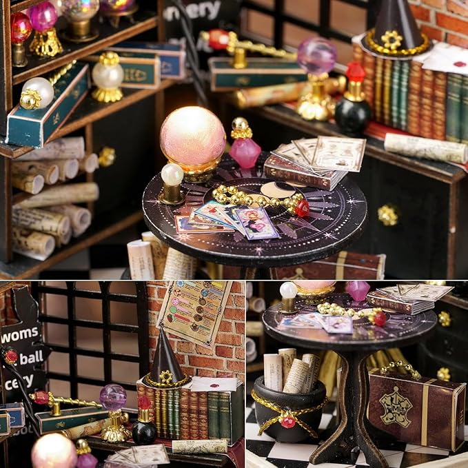 TuKIIE DIY Miniature Dollhouse Kit with Furniture, 1:24 Scale Creative Room Mini Wooden Doll House Plus Dust Proof for Kids Teens Adults(Moon Magic)