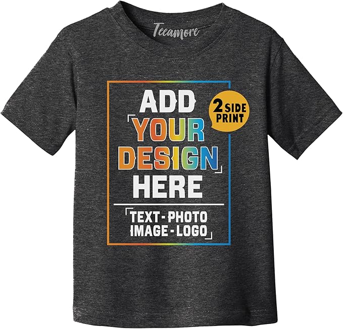 TEEAMORE Custom Front & Back Print T-Shirt Hoodie Sweatshirt Long Sleeve Tank Top with Your Image for Men Women Kids Baby
