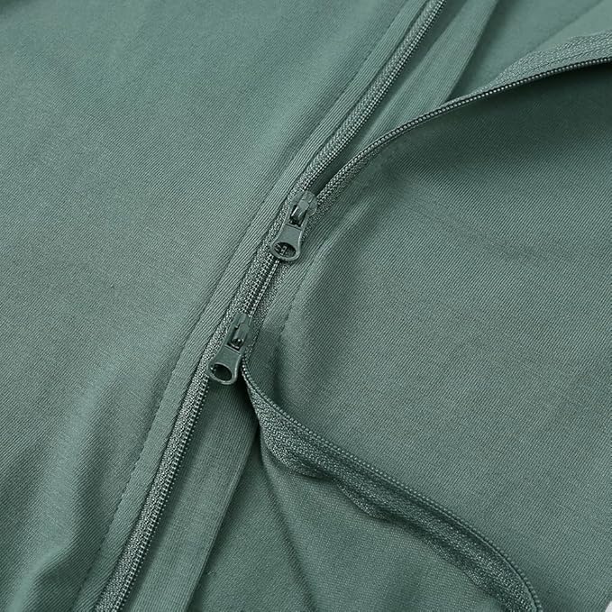 JunNeng 2 Pack Footless Long/Short Sleeve Baby Romper with Zipper Cotton Infant Sleepwear