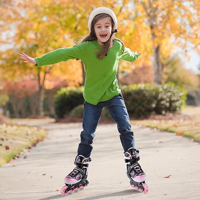Adjustable Inline Skates for Kids and Teens, Boys Girls Women Beginner Fun Illuminating Skates Outdoor and Indoor