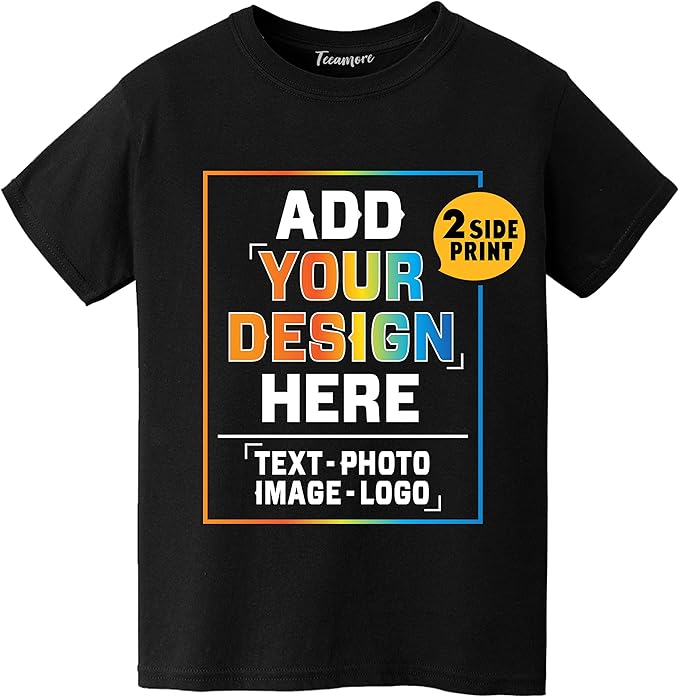 TEEAMORE Custom Front & Back Print T-Shirt Hoodie Sweatshirt Long Sleeve Tank Top with Your Image for Men Women Kids Baby