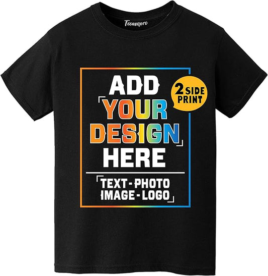 TEEAMORE Custom Front & Back Print T-Shirt Hoodie Sweatshirt Long Sleeve Tank Top with Your Image for Men Women Kids Baby