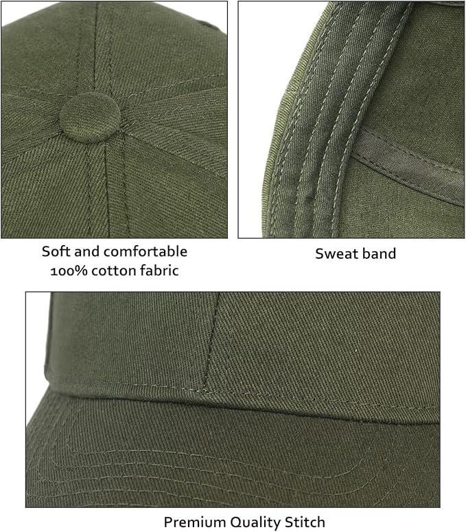 3 Pack Unisex Cotton Baseball Cap Adjustable Unconstructed Plain Sport Dad Golf Hat for Men and Women
