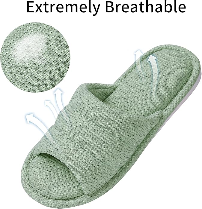 shevalues Summer House Slippers for Women Men Breathable Waffle Indoor Slippers Slip-on Open Toe Home Shoes