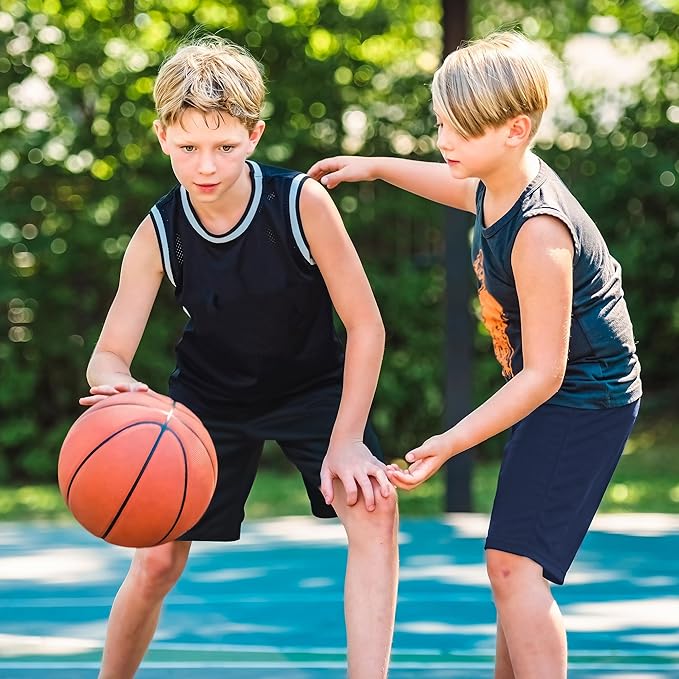 5 Pack Boys Athletic Shorts Active Performance Youth Kids Basketball Shorts Quick Dry with Elastic Waist Pockets