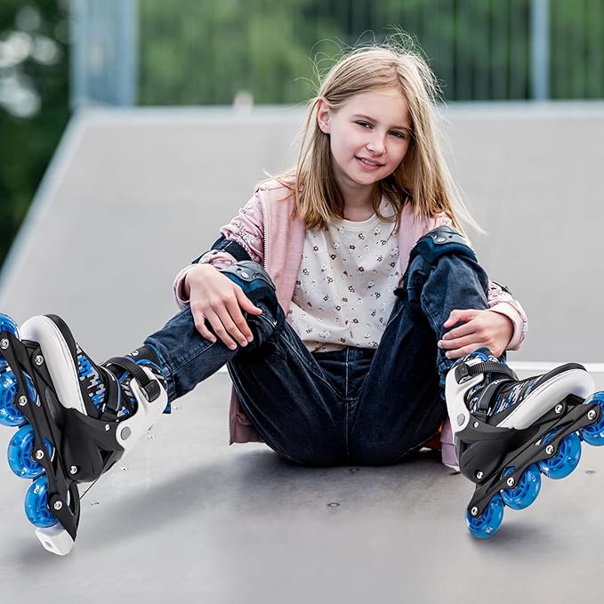 Adjustable Inline Skates for Kids and Teens, Boys Girls Women Beginner Fun Illuminating Skates Outdoor and Indoor